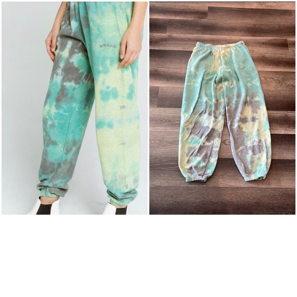 Green Tie Dye Drawstring Sweatpants